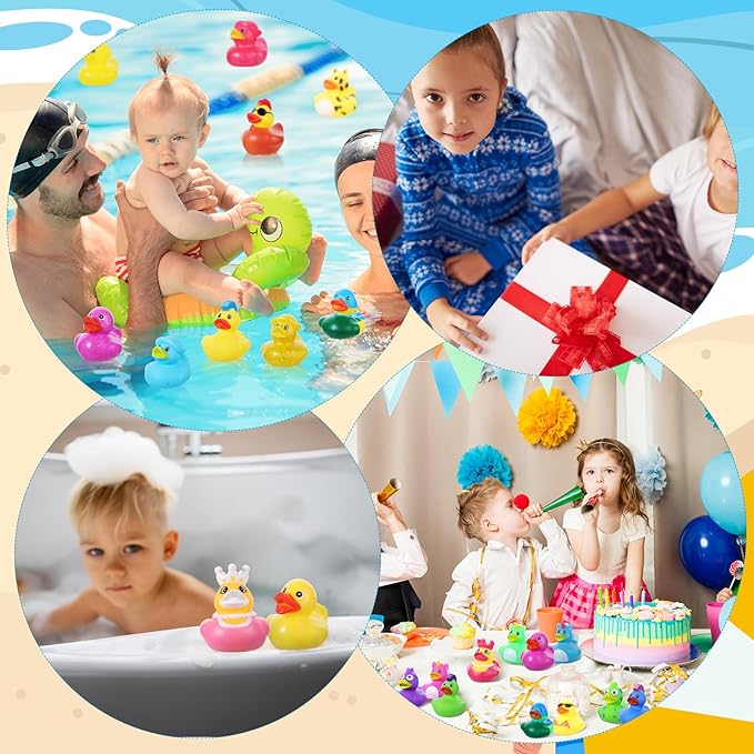 30Pcs Rubber Ducks Assorted Plastic Bulk Rubber Duck for Cruise Ducks Ducking Bath Pool Toys Duck Party Favors Cruise Ships Hiding Classroom Exchange Gifts for Kids Teens