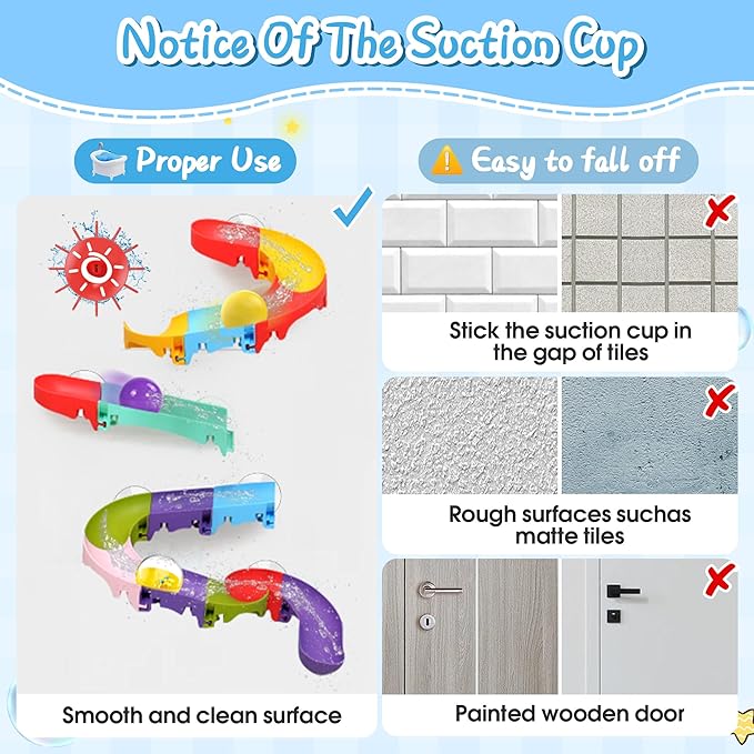 taseyok Toddler Bath Toys, Bathtub Toys Ball Slide Track, DIY Shower Toys with Suction Cups, Christmas Birthday Bath Fun Time Gifts Toys for Girls and Boys Age 2 3 4 5 6