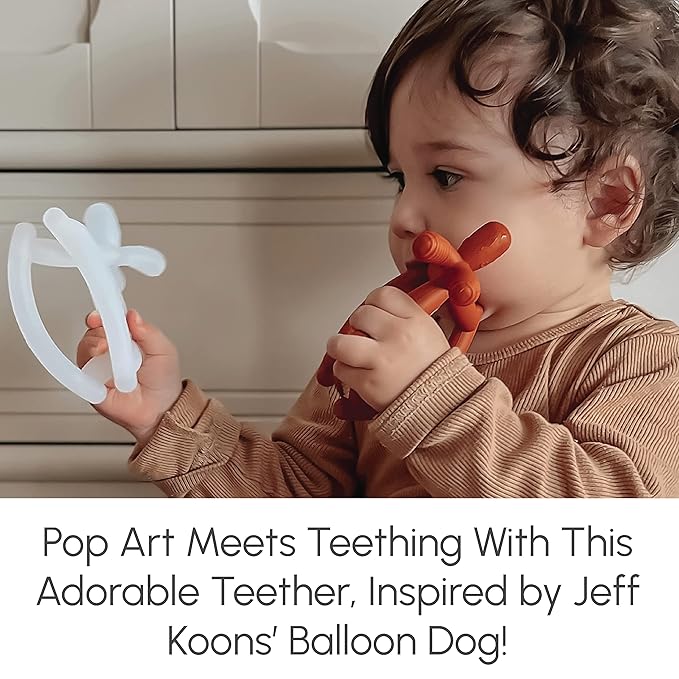 Smooch Rocking Teething Toys for Babies 0-6 Months, 12, 18 - Easy to Hold Silicone Baby Teether, Soft Infant Teething Toys Provides Baby Teething Relief & Soothes Sore Gums (Clear)
