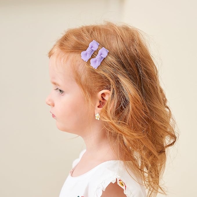 choicbaby 50pcs Baby Hair Bow Clips 1.4" Tiny Grosgrain Ribbon with Fully Lined Alligator Clips Small Toddler Bow Hair Accessories for Baby Girls Infant Toddler Kids