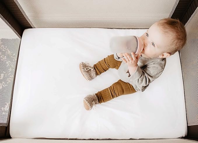 SheetWorld Baby Fitted Pack N Play Sheet Fits Graco 27 x 39 inches, 100% Cotton Jersey Soft, Durable & Hypoallergenic Sheet, Unisex Boy Girl, Solid White, Made in USA