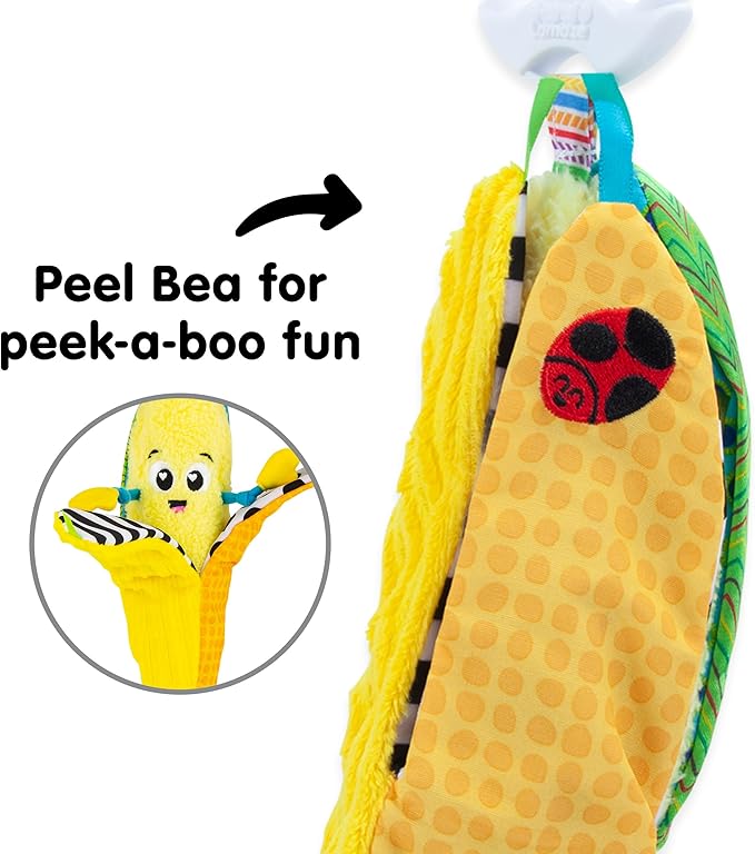 LAMAZE Bea The Banana, Clip on Pram and Pushchair Newborn Baby Sensory Toy, With Colours and Sounds, Development for Boys and Girls Aged 0 to 24 Months