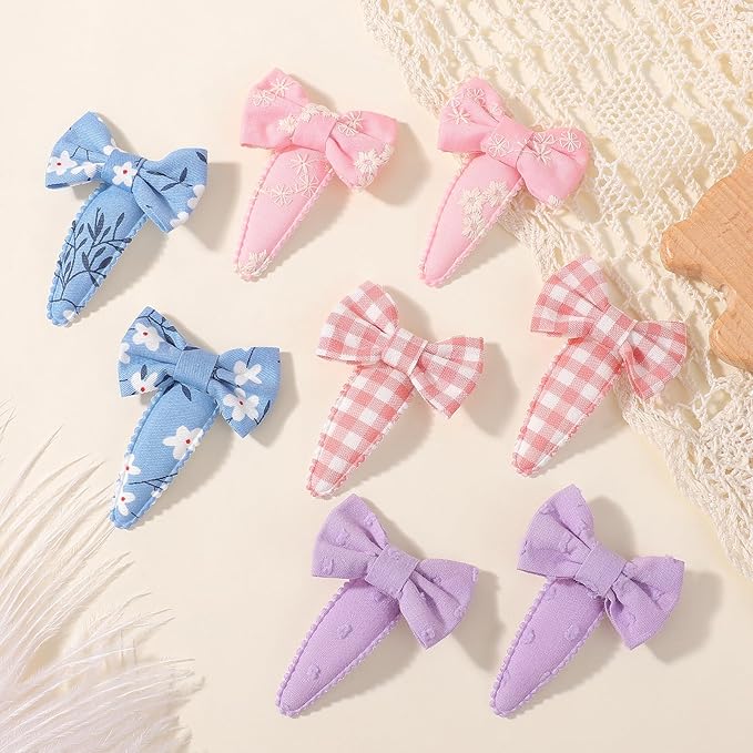 YHXX YLEN 20PCS Baby Hair Bows Clips for Girls, 2inch Floral Print Non Slip Snap Hairpins for Hair Barrettes Hair Accessories for Baby Toddler Girls Kids