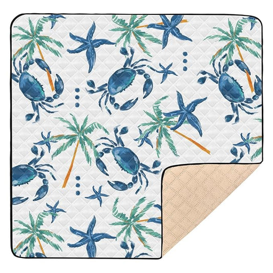 Baby Play Mat Seashells Beach 50 x 50 Playpen Mat Baby Play Mats for Floor Play Gym Crawling Mat Non-Slip Cushioned Baby Playmat for Infants, Babies, Toddlers