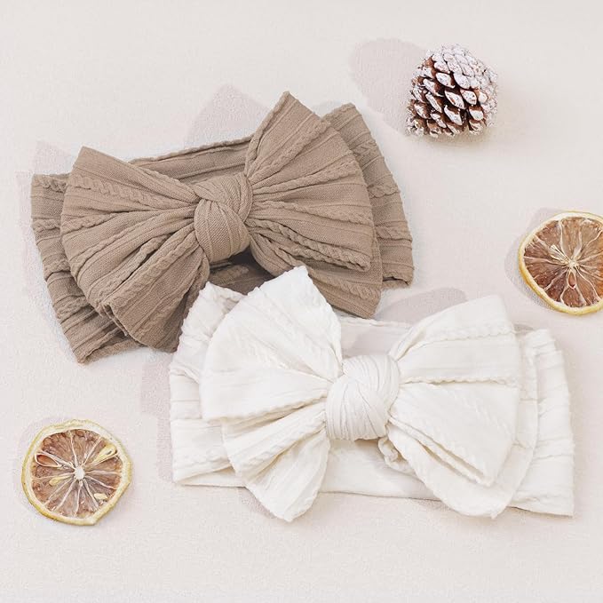 Yxiang 6 Colors Nylon Headbands with Bows, Handmade Hair Accessories for Newborn, Infant, Toddler, and Kids Girls