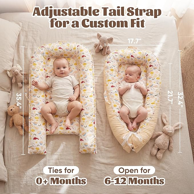 Baby Lounger - Newborn Lounger Cover Months 0-12 Months, Baby Lounger Cover Breathable & Soft Baby Nest Cover Co Sleeping Babies Essentials Gifts, Portable Infant Lounger Baby Floor Seat Rainbow