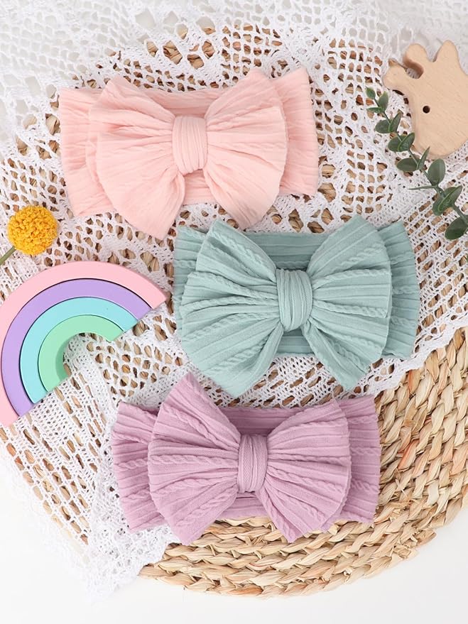 AQOKKA Baby Bows Headbands Nylon Baby Girl Headbands Soft Handmade Hairbands Toddler Hair Accessories for Girls Baby Newborn Infant Kids