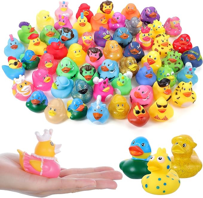30Pcs Rubber Ducks Assorted Plastic Bulk Rubber Duck for Cruise Ducks Ducking Bath Pool Toys Duck Party Favors Cruise Ships Hiding Classroom Exchange Gifts for Kids Teens