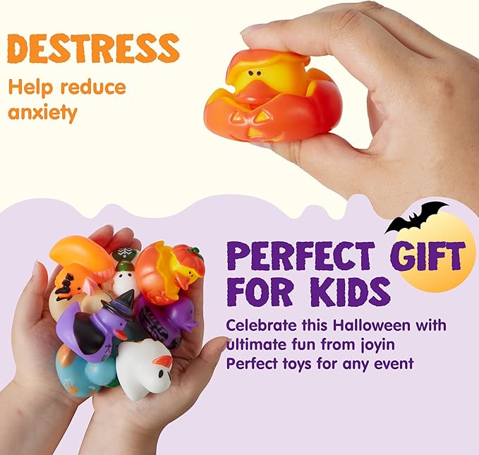 JOYIN 24 PCS Halloween Rubber Ducks, Halloween Ducks Toys for Trick or Treating Goodie Bag Fillers, Bathtub Toys Duckies for Halloween Party Favors Decorations, School Classroom Game Prizes