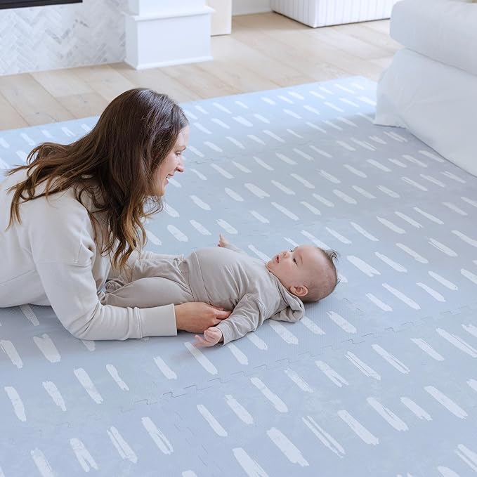 Little Landings Baby Play Mat for Floor - Shoreline (6x8ft) - Premium EVA Foam Play Mat for Babies & Toddlers (Ages 0-5+) Non-Toxic Playmat for Tummy Time, Crawling & Playroom - Stylish & Comfortable