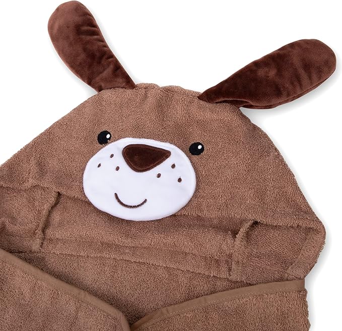 Baby Animal Hooded Towel and Washcloth Set for Newborns, Infants, Toddlers Boys and Girls 3-24 Months (Perky Puppy Pal)
