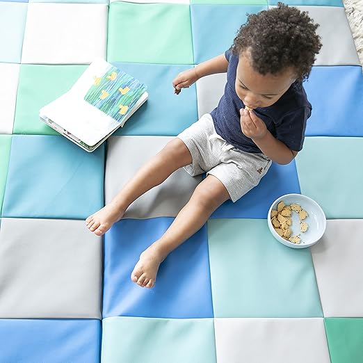 ECR4Kids SoftZone Patchwork Activity Folding Play Mat, 58in Square, Baby Essentials, Contemporary