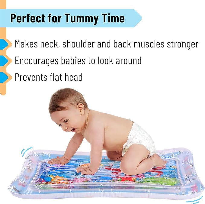 Mr. Pen- Inflatable Tummy Time Water Mat, Water Mat for Babies, Infant Water Mats, Baby Water Pad, Water Tummy Time Mat (Pack of 2)