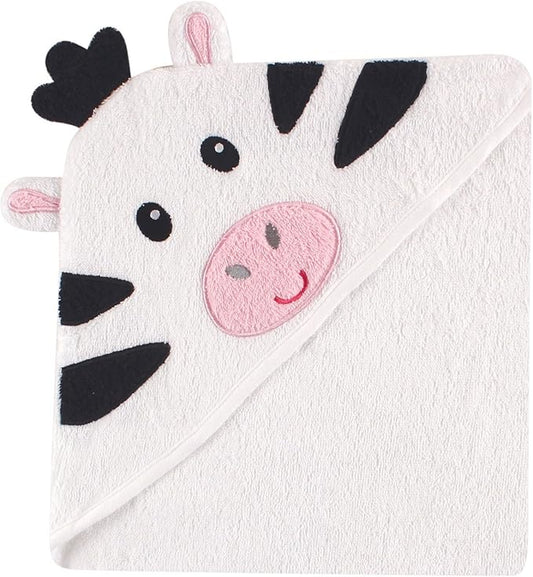 Luvable Friends Unisex Baby Cotton Animal Face Hooded Towel, Zebra, One Size