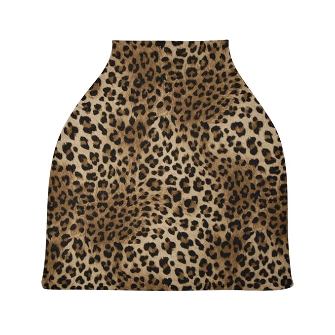 Pretty Leopard Print Stretchy Baby Car Seat Cover Infant Canopy Nursing Covers Breastfeeding Cover Breathable Windproof Winter Scarf for Boys Girls