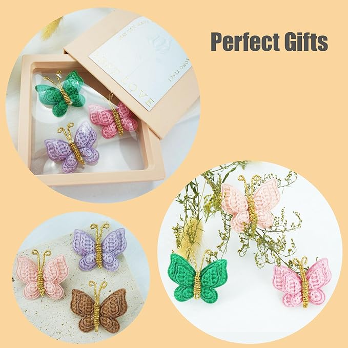 Colorful Crochet Butterfly Alligator Hair Clips Soft Hair Clips Infant Hair Baby Bows Clip for Toddler Teen Baby Girls (20 Packs)