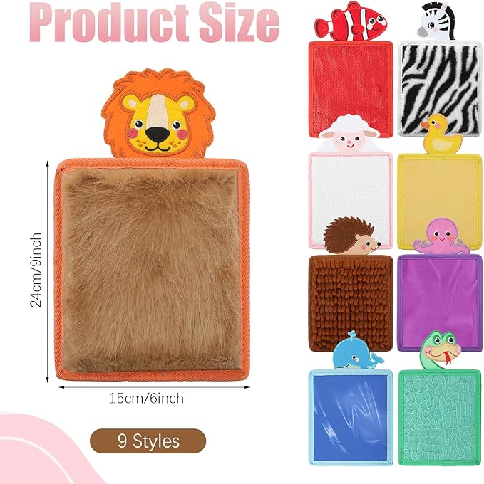 Syhood 9 Pcs Sensory Animal Theme Mat Sensory Toys Sensory Wall Panel for Kids Autism Sensory Products Assorted Textured Sensory Toys for Autistic Boys Girls Sensory Room Calming Activity Supplies