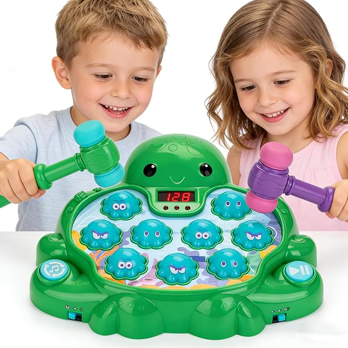 Interactive Whack A Octopus Game for Ages 2-4,Educational Toddlers Toys for 2 3 4 5 6 Year Old Boys Girls, Green, Digital Display, Silent Mode,Multiple Difficulty Levels Fun Birthday Gifts