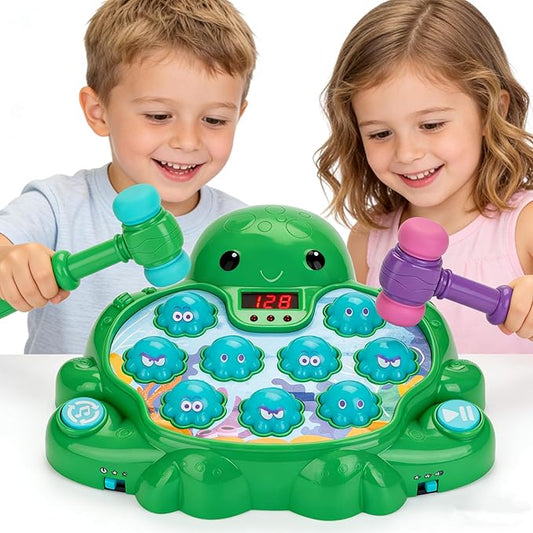 Interactive Whack A Octopus Game for Ages 2-4,Educational Toddlers Toys for 2 3 4 5 6 Year Old Boys Girls, Green, Digital Display, Silent Mode,Multiple Difficulty Levels Fun Birthday Gifts