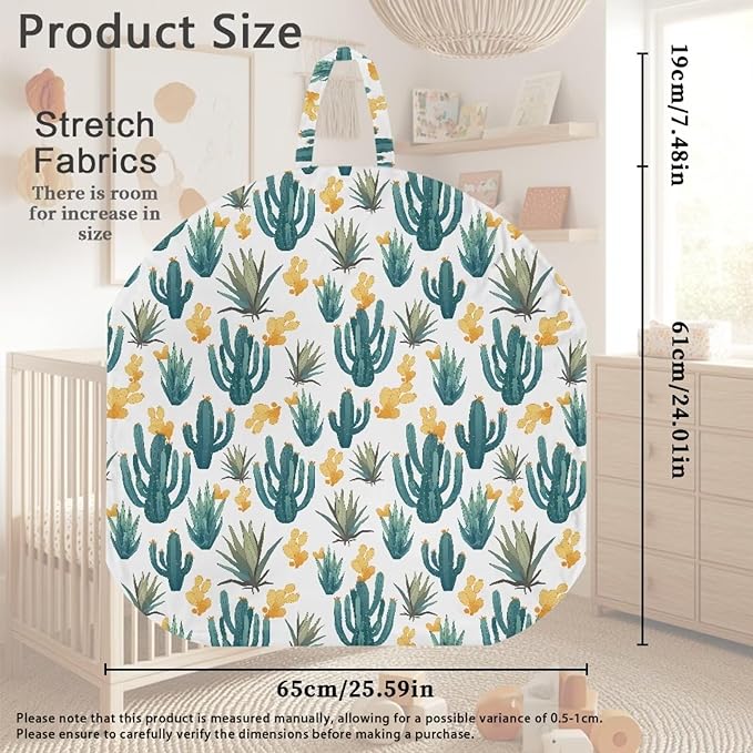 Green Cacti Newborn Lounger Pillow Cover Removable Soft Slipcover for Newborn Baby Padded Lounger Infant Floor Seat Cover for Boys Girls Baby Essentials