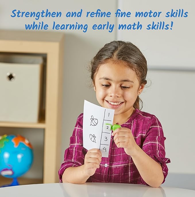 Hand2Mind Learn My Numbers Fine Motor Clips - Kids Clothespin Activities, Toddler Numbers & Counting, Preschool Learning Activities, Montessori Math