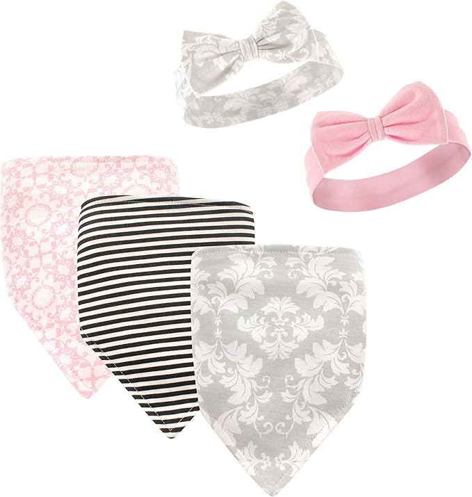 Hudson Baby Unisex Baby Cotton Bib and Headband Set