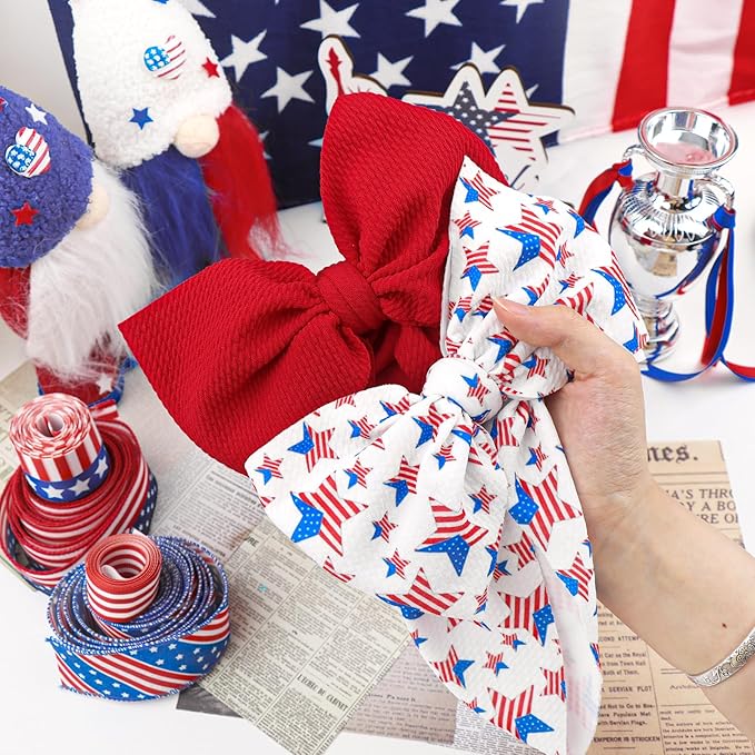 4th July 7” Large Baby Bows for Baby Girls Hairband Hair Accessories 2pcs/Pack
