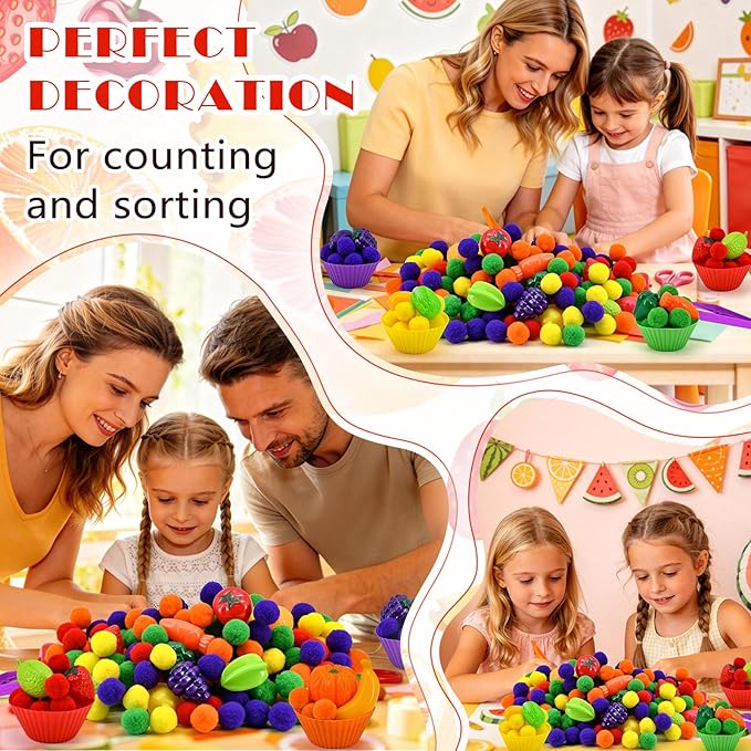 134 Pcs Farm Sensory Bin Filler Fruits Food Counting Sorting Sensory Bin Items Fine Motor Vegetable Counts for Easter Day Spring Summer Sorting Counting Decor (Farmer)