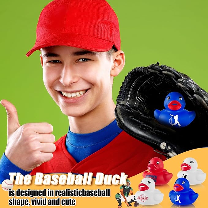 Gejoy 100 Pcs Baseball Rubber Ducks Assorted Sports Rubber Duckies Bulk Mini Ducks Toys Small Tiny Ducky for Team Favors Gifts