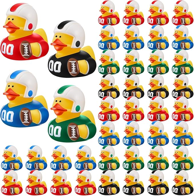 Deekin Rubber Ducks 2 Inch Bulk Sport Party Favors for Team Events Decorations Birthday Party Supplies Club Player Gift(48 Pcs,Football Player)
