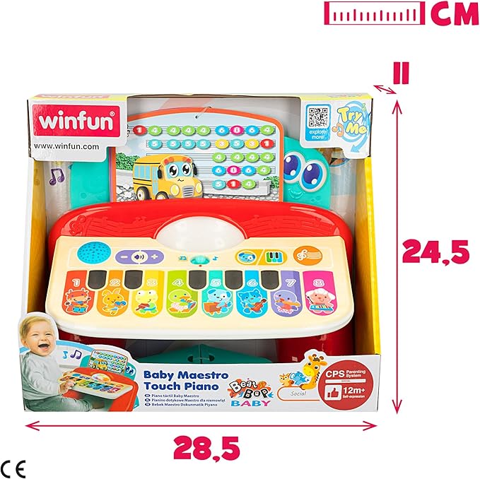 Winfun Children's Piano, Toys with Baby Music, Includes Sheet Music, Light and Sound, Touch Buttons, Musical Toy, Baby Gifts 1 Year, 47258