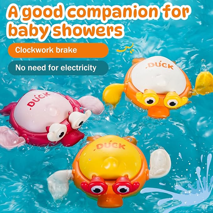 Wind-Up Floating Duck Bath Toy, Bath & Pool Fun for Babies 6-12 Months, Toddlers 1-3 Years - Perfect Baby Toys