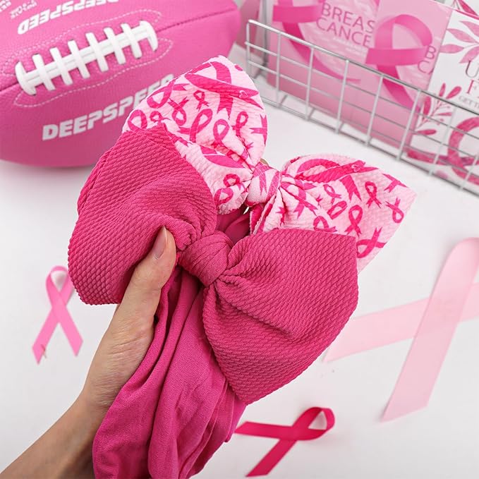 2PCS 6’’ Breast Cancer Awareness Hair Accessories for Baby Girls Headbands for Girls Hair Bows Newborn Headband Pink Ribbon Baby Clothes