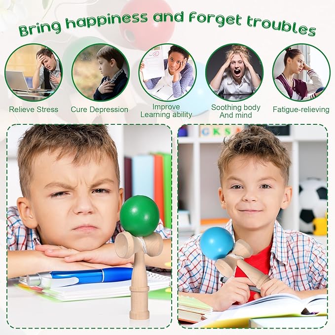 Libima 4 Packs Wood Kendama Catch Ball Toy in Cup Game Wooden Vintage Catch Hand Eye Coordination Educational Game for Beginner Birthday Party Supplies Favors Gifts(Classic)