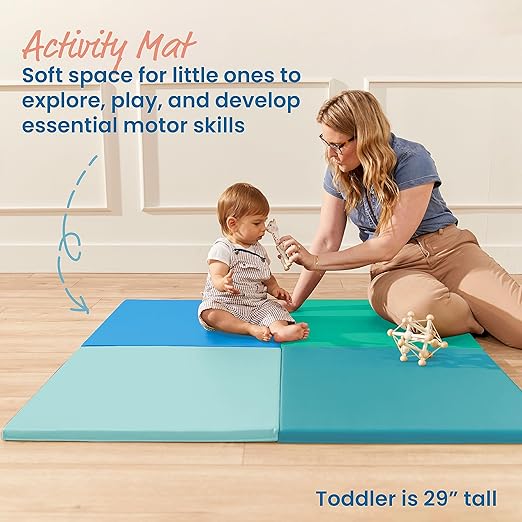 ECR4Kids SoftZone Play Patch Activity Mat Squares, Modular Playmat, Contemporary, 4-Pack