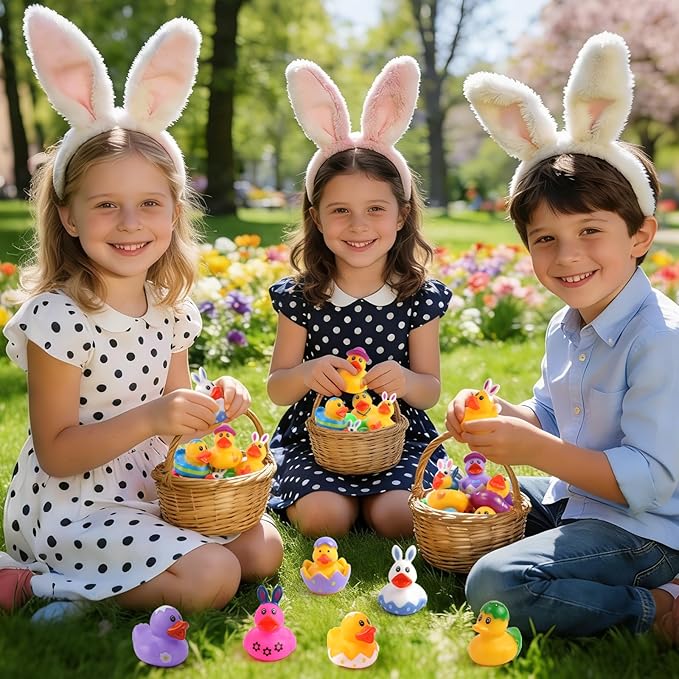 72 Pcs Easter Rubber Ducks - Easter Ducks Bag Fillers Ducking, Bathtub Toys, Party Favors, Classroom Game Prizes, Easter Decorations
