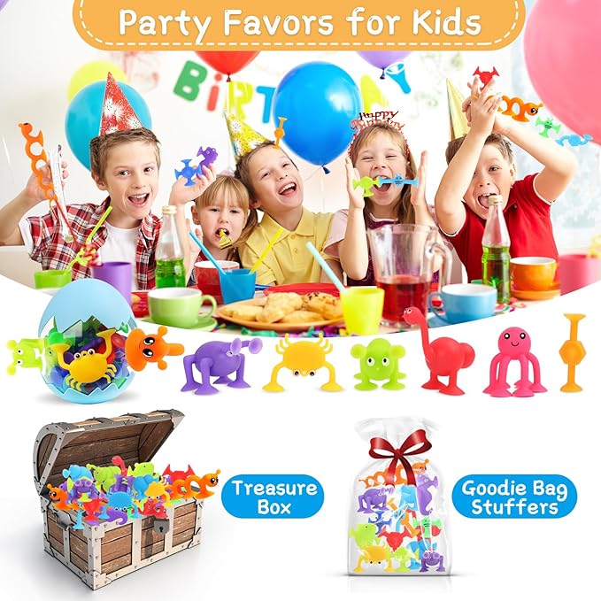30 PCS Suction Cup Toys, Baby Bath Tub Toy with Eggshell, Silicone Shower Toys for Age 4-8, Suction Cup for 3 4 5 6 7 Year Old Kids Toddlers Boys Girls Gifts Christmas Stuffers