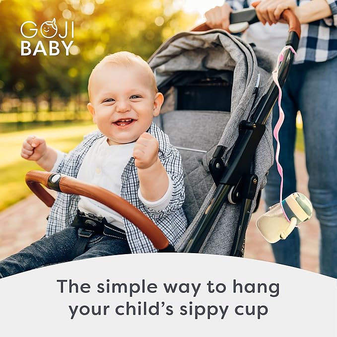 Bottle Bungee Cord Strap - Tether with Bungee Cord for Stroller - Dishwasher Safe Strap with Sippy Cup Leash Pink - Phthalate-Free Baby Bottle Leash - Pink, 0-36 Months