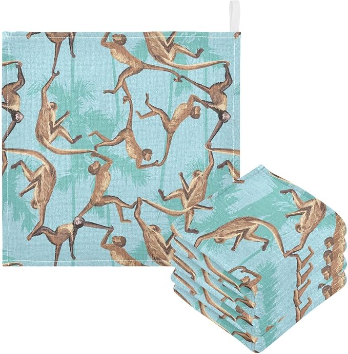 vvfelixl Baby Washcloths Cotton Monkeys Jungle Baby Muslin Washcloths Soft Baby Face Towel for Newborn Infants Baby Wipes, 11.8 X 11.8 Inch, 3 Pack Blue