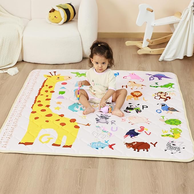 Baby Play Mat, Extra Large&Thick Baby Mat for Floor, 50 x 50 Play Mat for Baby， Foldable Padded Baby Floor Mat
