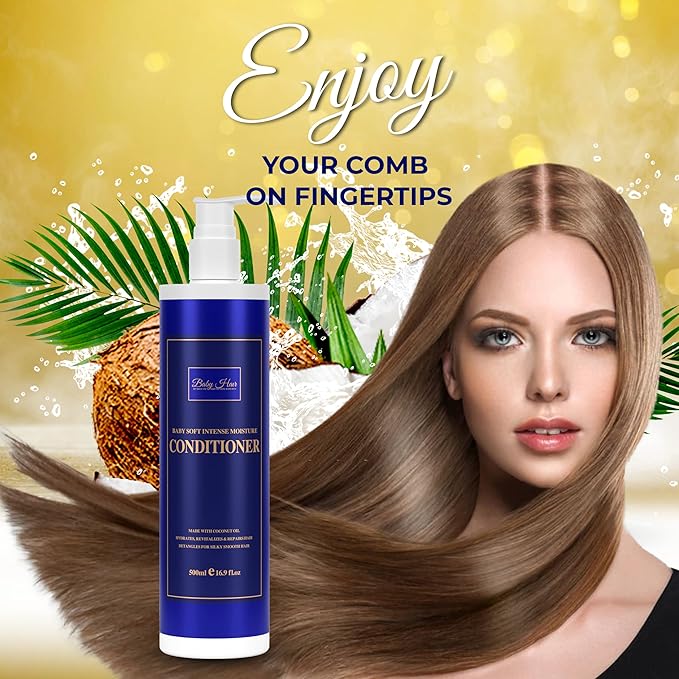 BABY HAIR, Intense Moisture, Nourishing Conditioner Vitamin E, Coconut Oil, Macadamia Oil and Hyaluronic Acid Vegan-friendly Sulfate-free Color-safe, 16.9 fl. Oz.