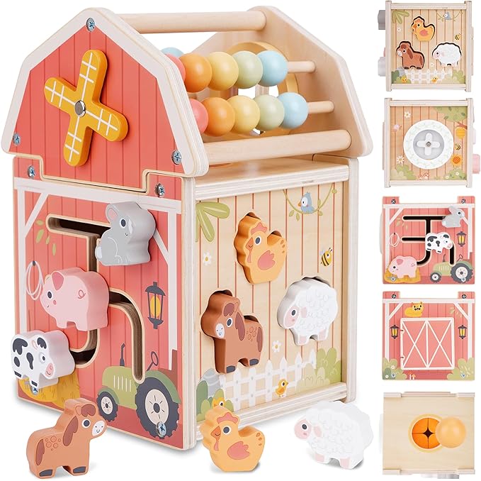 Melofaver Montessori Toys for 1 2 3 Year Old, Wooden Farm Animal Toys for Toddlers 1-3, Baby 12-18 Months Toy, 1 2 Year Old Girl Boy Birthday Gift, Kids Educational Learning Toys Gifts for Girls Boys