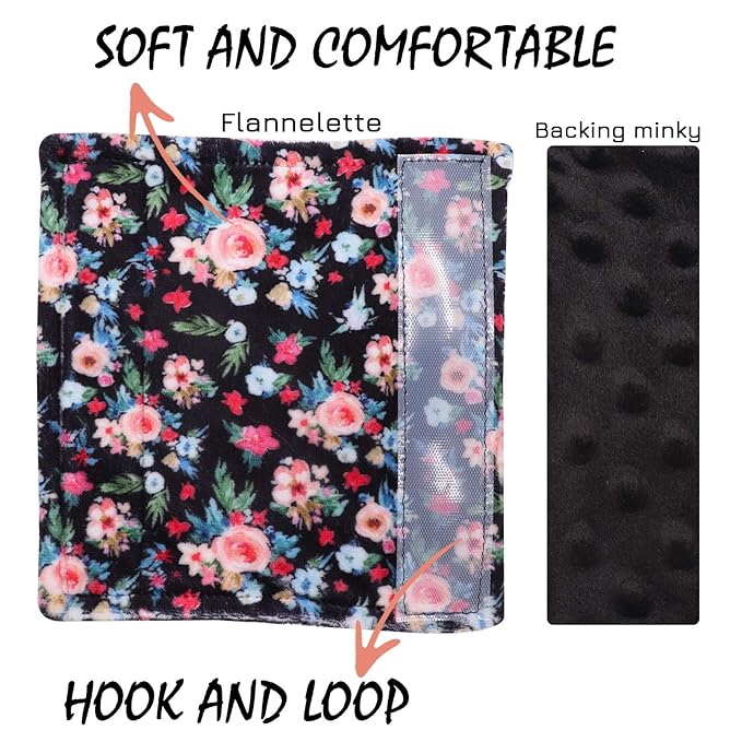 Baby Car Seat Belt Covers for Boys and Girls, Car Seat Straps Shoulder Pads, Soft Car Seat Neck Cover, Mink Seat Belt Protectors for Car Seats, Floral Stroller Strap Cover for Baby Kids