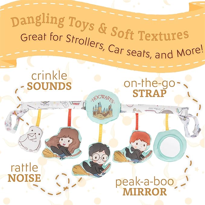 Kids Preferred Harry Potter Stroller Activity Toy with Crinkle, Mirror, and Tactile Features – Fits Most Strollers