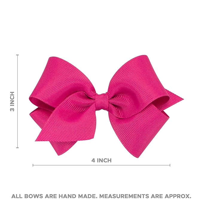Wee Ones Girls' Plain Wrap Classic Grosgrain Hair Bows on a WeeStay No-Slip Hair Clip, Handmade, Small, Blue Bird
