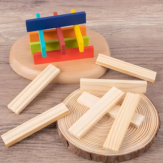 Hayder Classic Wooden Building Blocks Set, 100PCS Solid Wood Blocks in 9 Colors Stacking Educational Toy Set for Kids