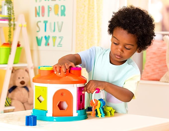 Battat – Shape & Color Sorting Toy – Developmental Toy – Pattern Matching Game – Color – Coded Keys – 2+ Years – Shape Sorter House
