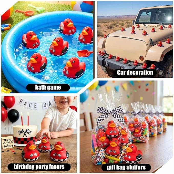 60 Pcs Race Car Party Favors - 2 Inch Rubber Duck in Bulk Mini Duckies for Ducking, Tiny Ducks for Kids Birthday Party Gifts Baby Shower Bath Time Piñata Fillers Gift Bag Stuffers