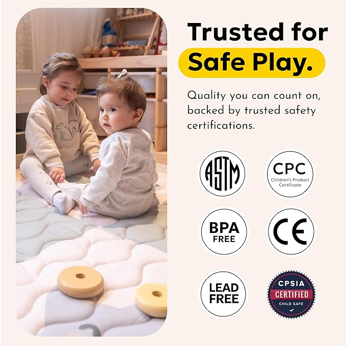 MioTetto Baby Mat for Floor, 50" x 50" Playpen Mat, Thick Soft Foam Padding Baby Play Mat, Portable Quilted playmat - Washable Baby Floor Play mat, Non-Slip Play Mat for Babies & Toddlers