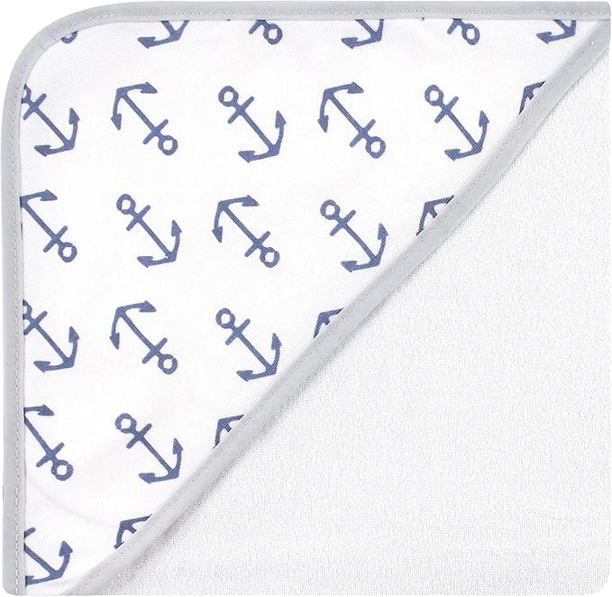 Hudson Baby Unisex Baby Cotton Rich Hooded Towels, Sailor Elephant, One Size